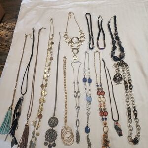 Chic Gold and Silver Tone Necklace Bundle Lot Long Mixed Metal Collection